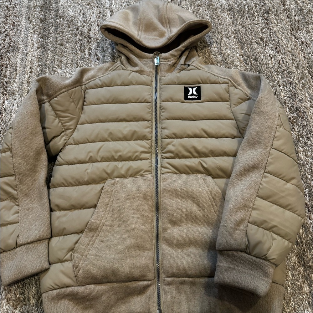 Hurley Kids Brown Puffer Jacket with Hood